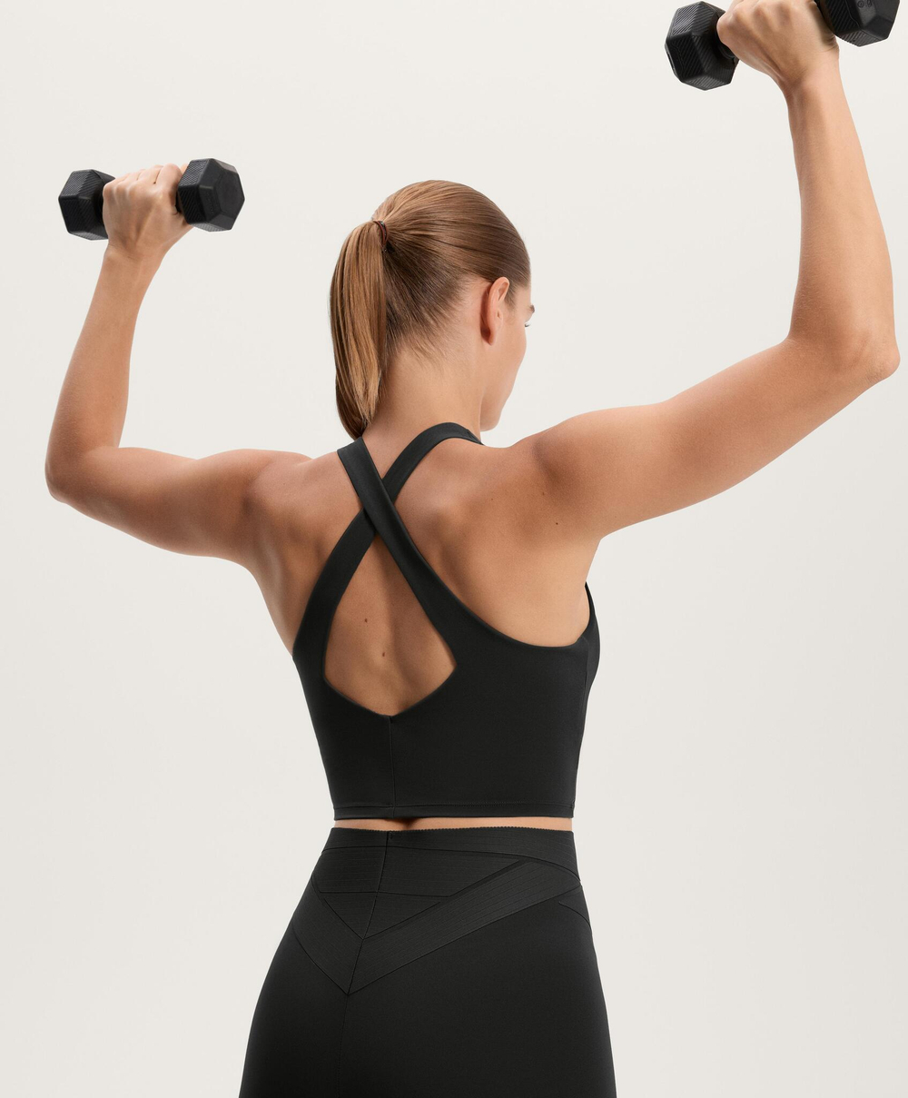 Oysho Топ с открытой спиной, черный