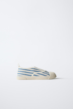 ZARA КЕДЫ ИЗ ХЛОПКА В ПОЛОСКУ, СИНИЙ