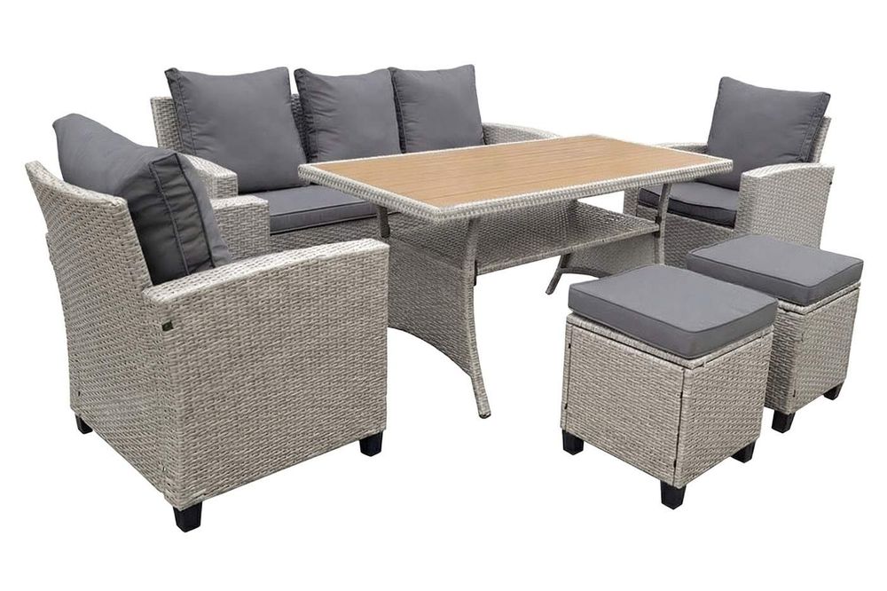 "Мэдисон" обеденная группа из искусственного ротанга, цвет серый