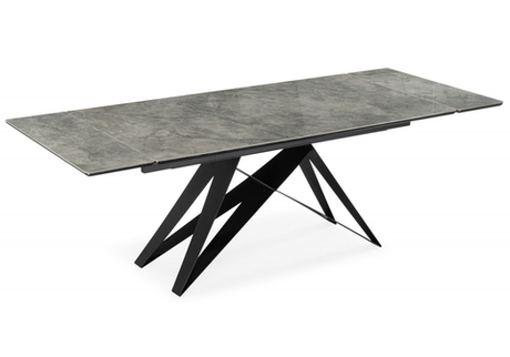 Керамический стол Woodville Блэкберн 160(220)х89 серый мрамор baolai, черный