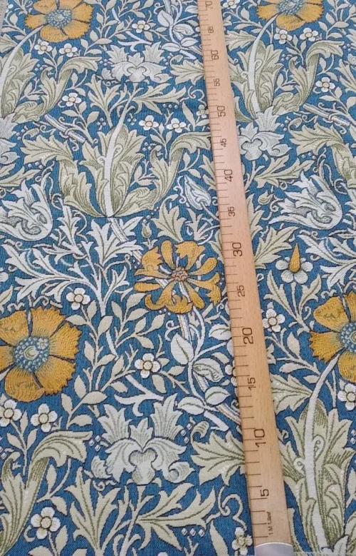 Гобеленовая ткань Мак синий фон 175 см