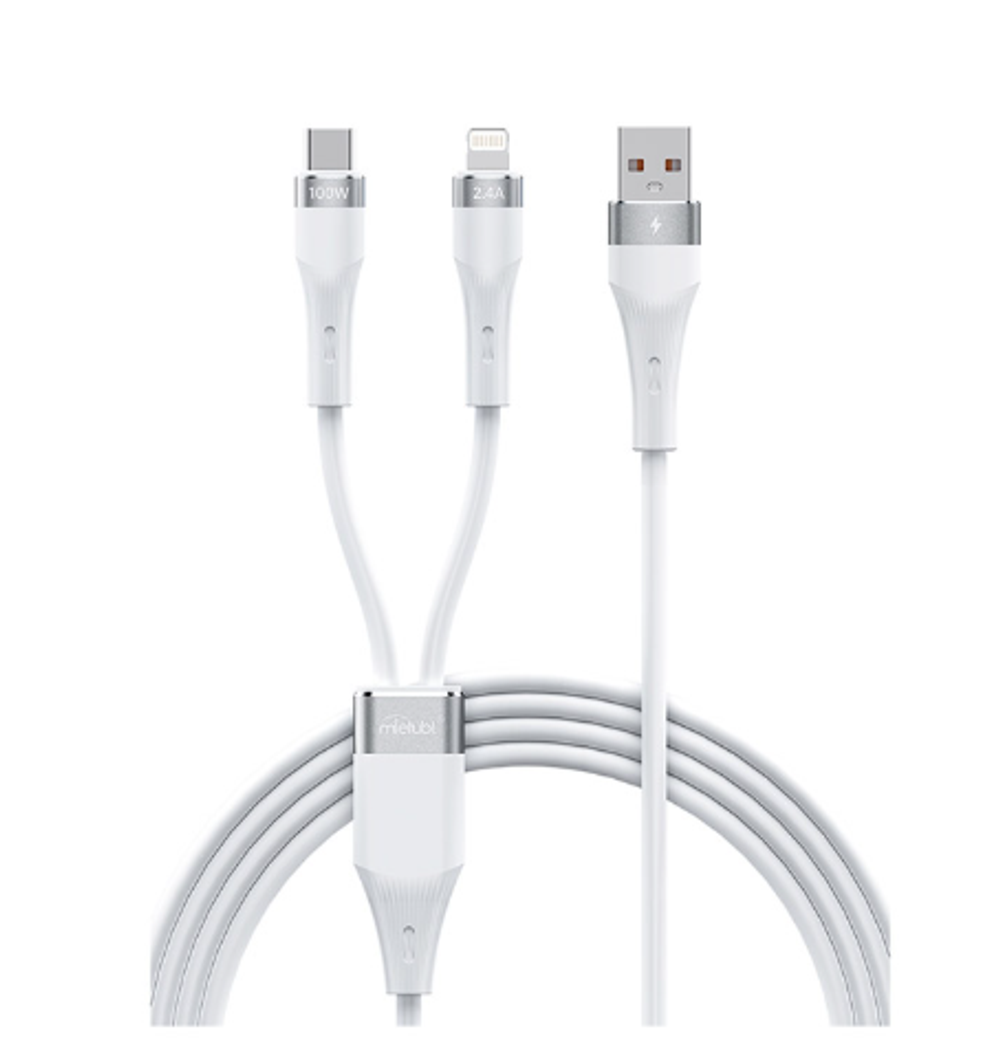 Кабель 2-in-1 Mietubl MTB-DCODTA08 USB to Lightning+Type-C 100W 3A 1.2м Silicone Black
