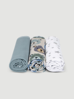 Сет из 3х пелёнок Mjölk Grizzly Bears/Blue Shadow/Звёзды