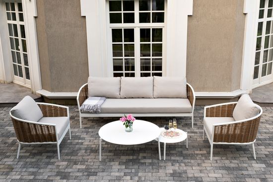 "Тоскана" лаунж-зона из искусственного ротанга, цвет соломенный