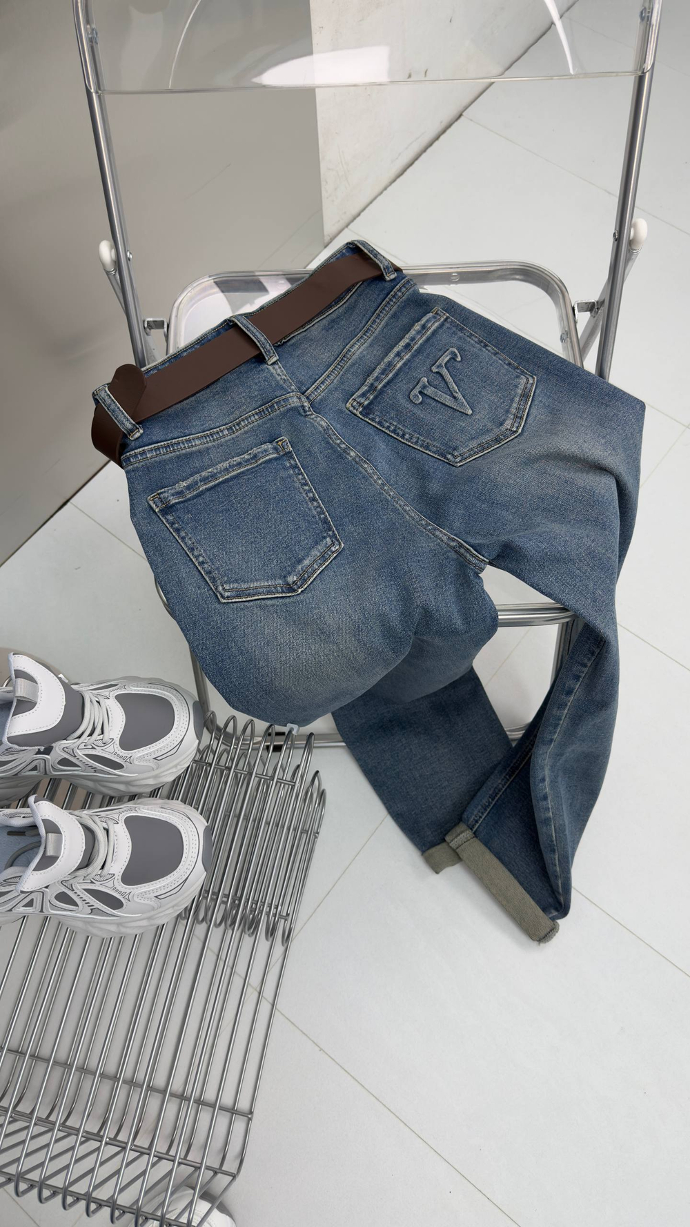 Брюки джинсовые женские арт. 73616 цвет "светло-синий"