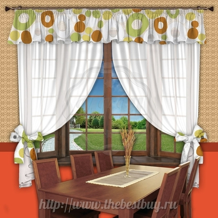 Шторы для кухни:  Венто (арт. 1069-2)  -  (145х160)х2 см. - фисташка