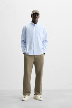 ZARА РУБАШКА ОКСФОРД, НЕБЕСНО-ГОЛУБОЙ