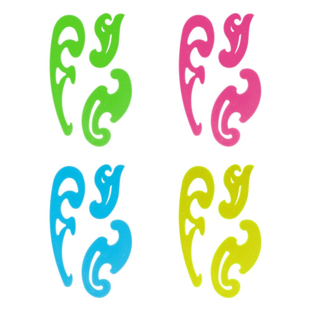 Набор лекал 3шт. (25,17,12 см) прозрачный, флуоресцентный, Стамм, ассорти