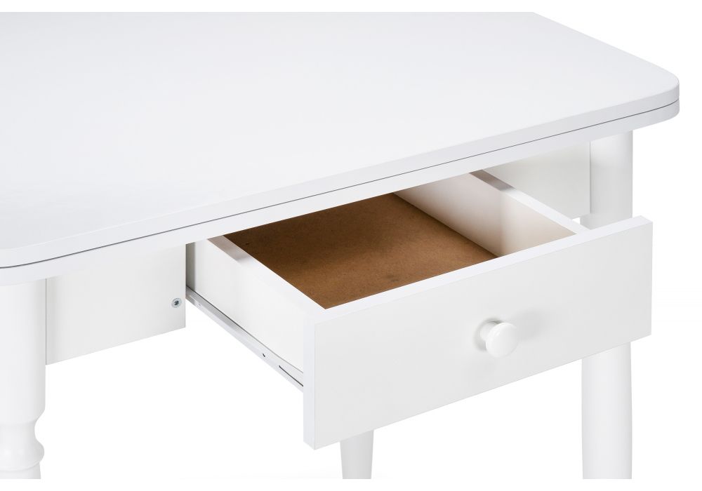 Стол Брентон с ящиком 60(120)х79х75 белый глянец