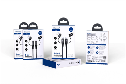 Кабель USB CHAROME C24 4 в 1 для iPhone/Type C 60W (черный) 1.2m