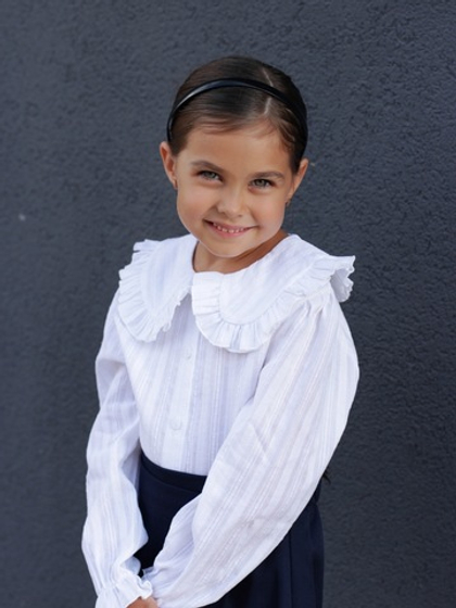 Школьная блузка из фактурного хлопка, цвет белый