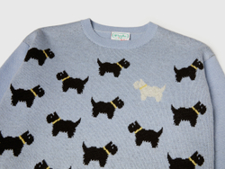 Benetton Свитер из смесовой шерсти и принтом «Stranger Things», голубой