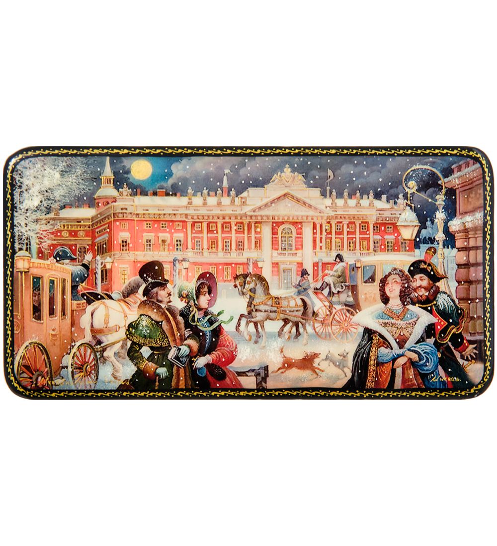 ШК-19/51 Шкатулка в технике декупаж «Михайловский дворец» (18х9х3,5)