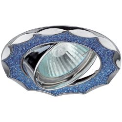 DK17 CH/SHBL2 Светильник ЭРА декор круглый со стеклянной крошкой MR16,12V/220V, 50W, хром/голубой