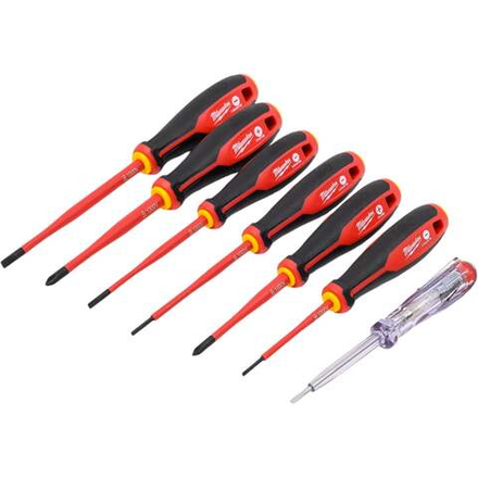 Набор трехгранных отверток Milwaukee VDE SL/PH + тестер напряжения - 7 ед. 4932478739