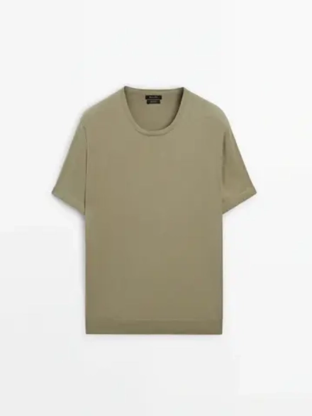 Massimo Dutti Футболка из 100% хлопка, светло-зеленый