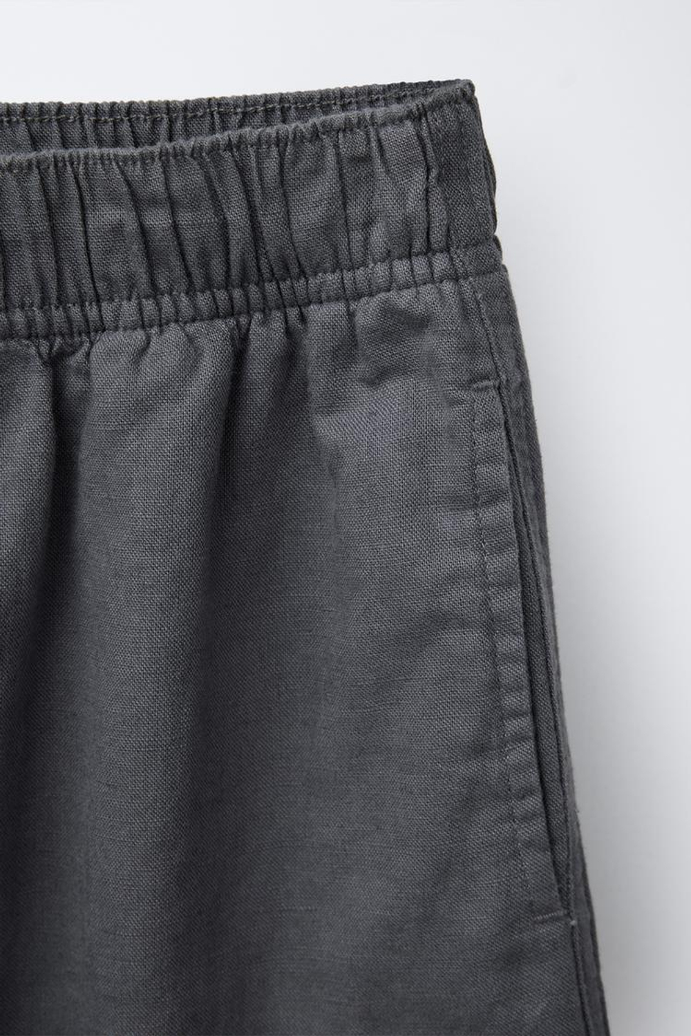 ZARA БРЮКИ ИЗ СМЕСОВОГО ЛЬНА С ШИРОКИМИ ШТАНИНАМИ, АНТРАЦИТОВО-СЕРЫЙ