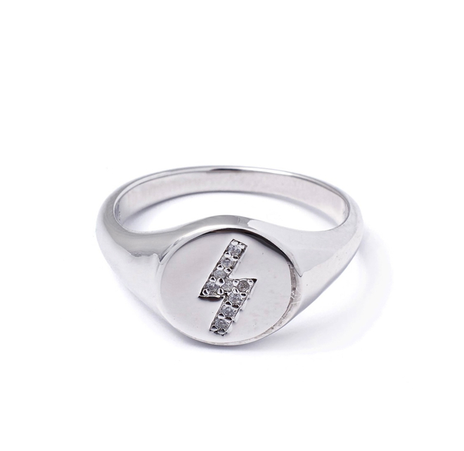 Кольцо печатка молния