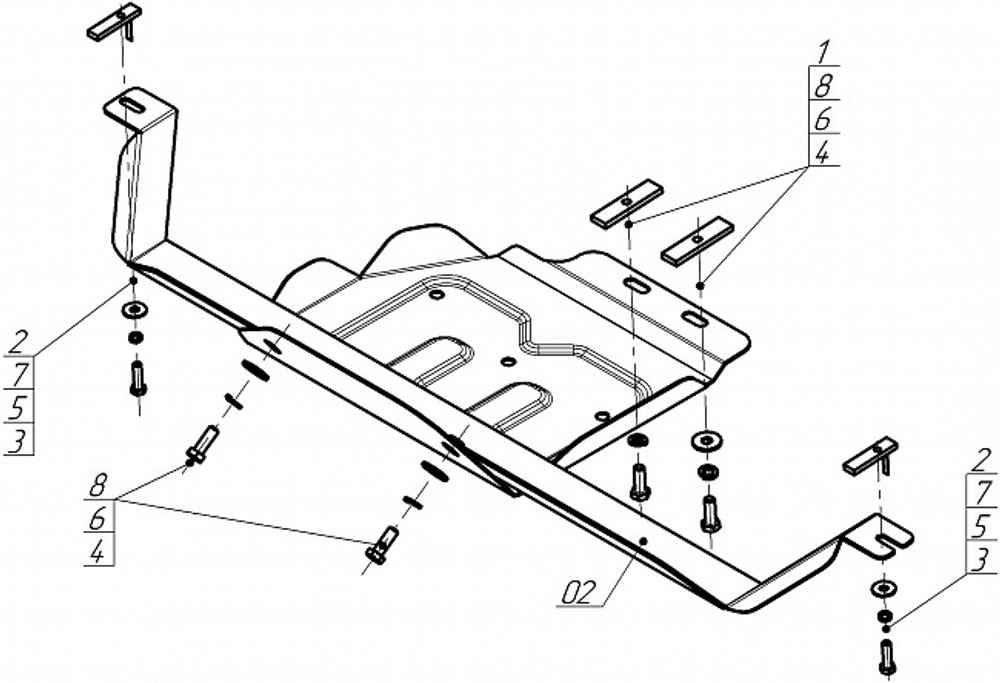 Защита раздаточной коробки, 2 мм, Сталь. для Foton Tunland G7 2024-н.в., Motodor.77506