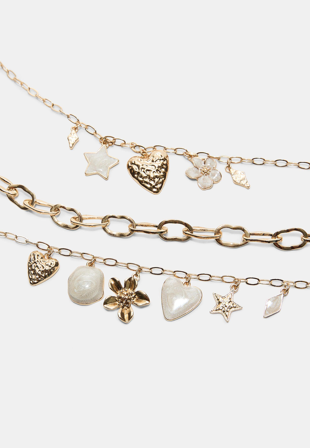 STRADIVARIUS Комплект из 3 многоцветных ожерелий, золотой