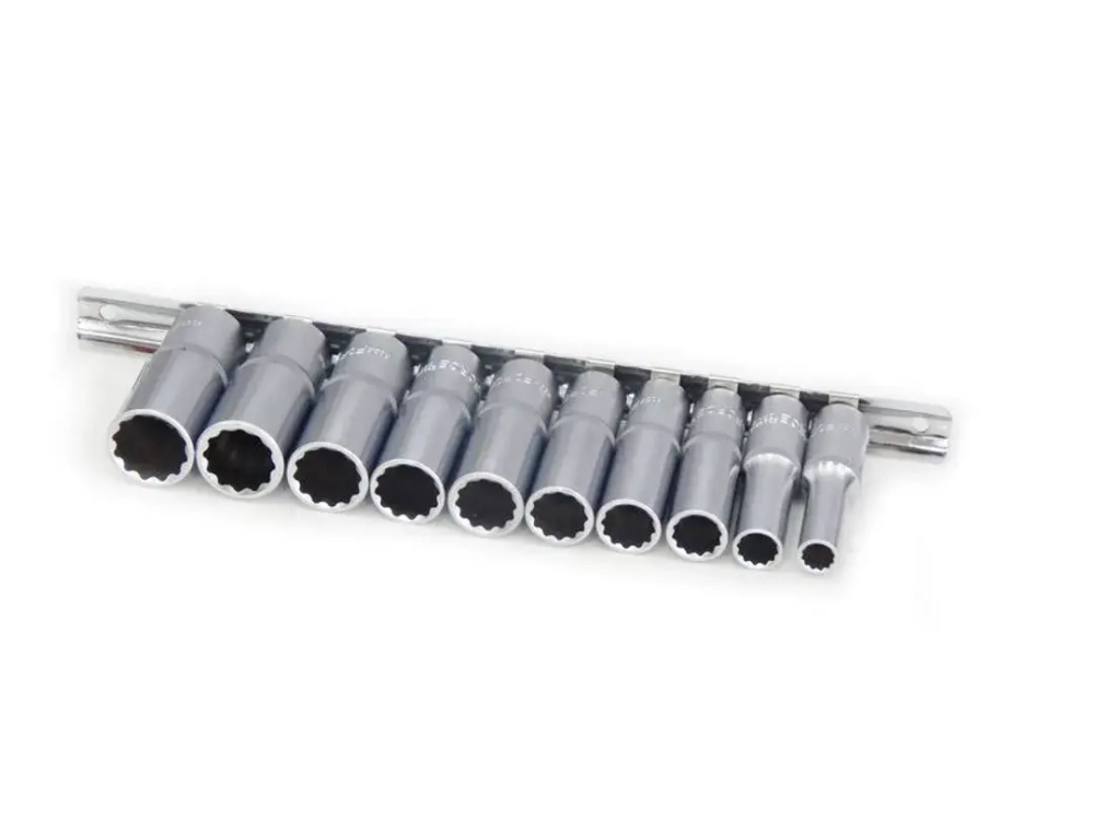 Набор головок глубоких, 12-гр., 10пр., 3/8''(8, 10, 12 -19мм) на планке RockForce##Rock FORCE RF-3102-9