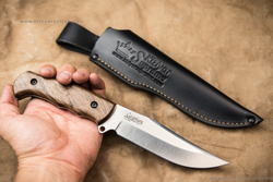 Нож Kizlyar Supreme CASPIAN AUS-8 SW WH LS (StoneWash, Walnut Handle, Leather Sheath)