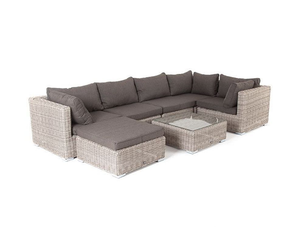 "Лунго" трансформирующаяся лаунж-зона из искусственного ротанга, цвет бежевый