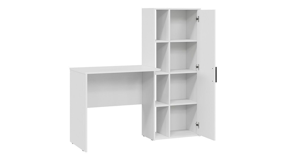 Стол письменный с полками и шкафом Белый Ясень 133,4х50х135 см