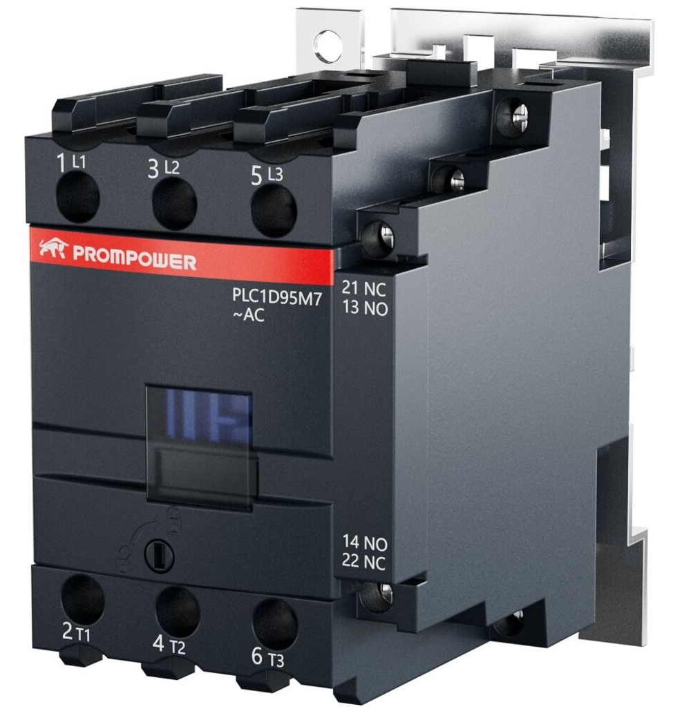 Контактор Prompower PLC1D95M7 серии Pulse, ток 95А, 3 полюса, доп контакт 1НО+1НЗ, катушка 230AC