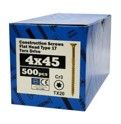 Конструкционный саморез по дереву 4х45 потай, TX20, (500 шт)