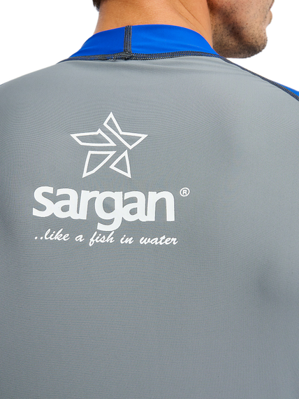 Футболка рашгард лонгслив Sargan Агидель UPF 50+ мужская серо-синяя роял-черный