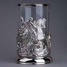 Подстаканник "Георгий Победоносец" никелированный (художественное литье)