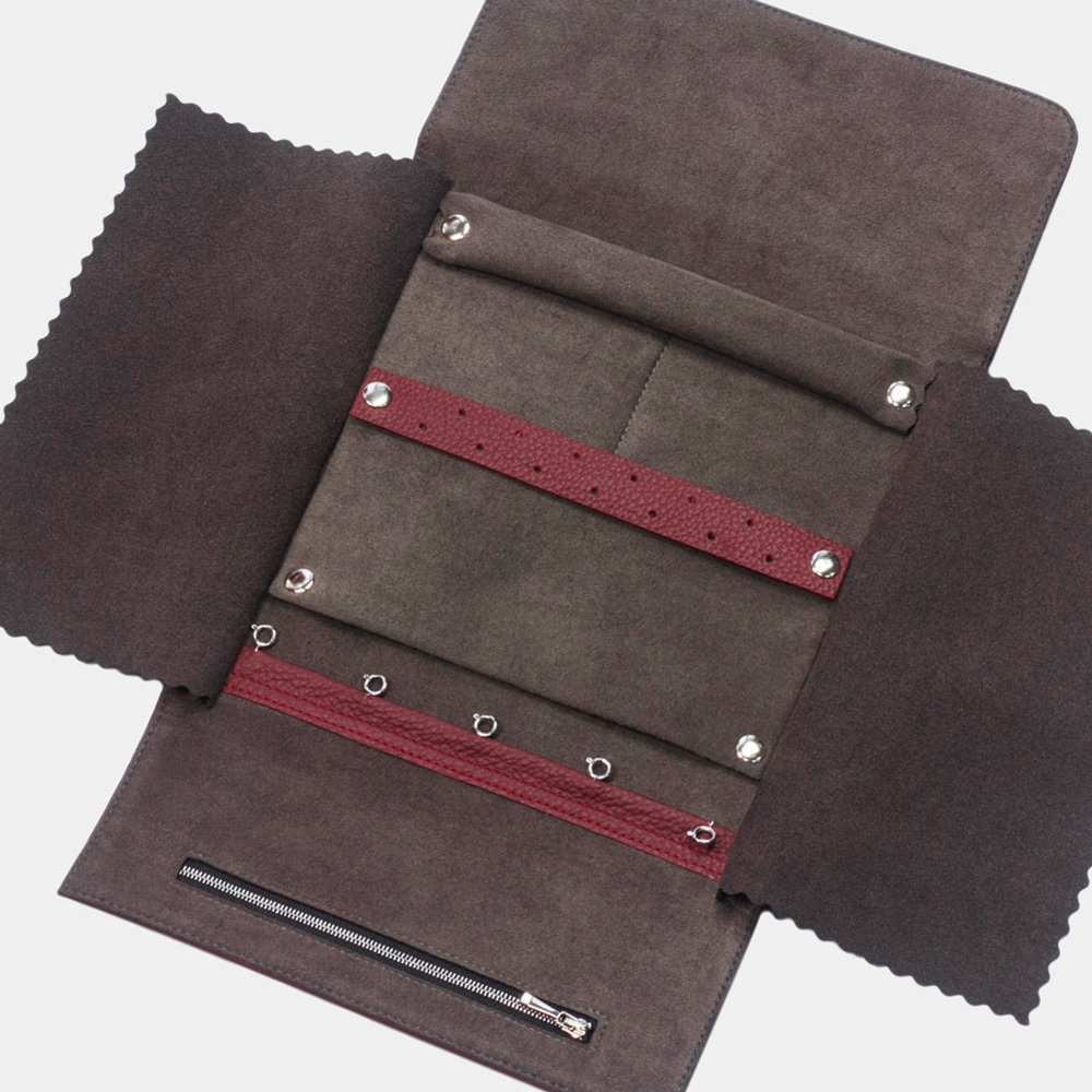 Чехол для ювелирных украшений Plier из кожи теленка, вишневого цвета