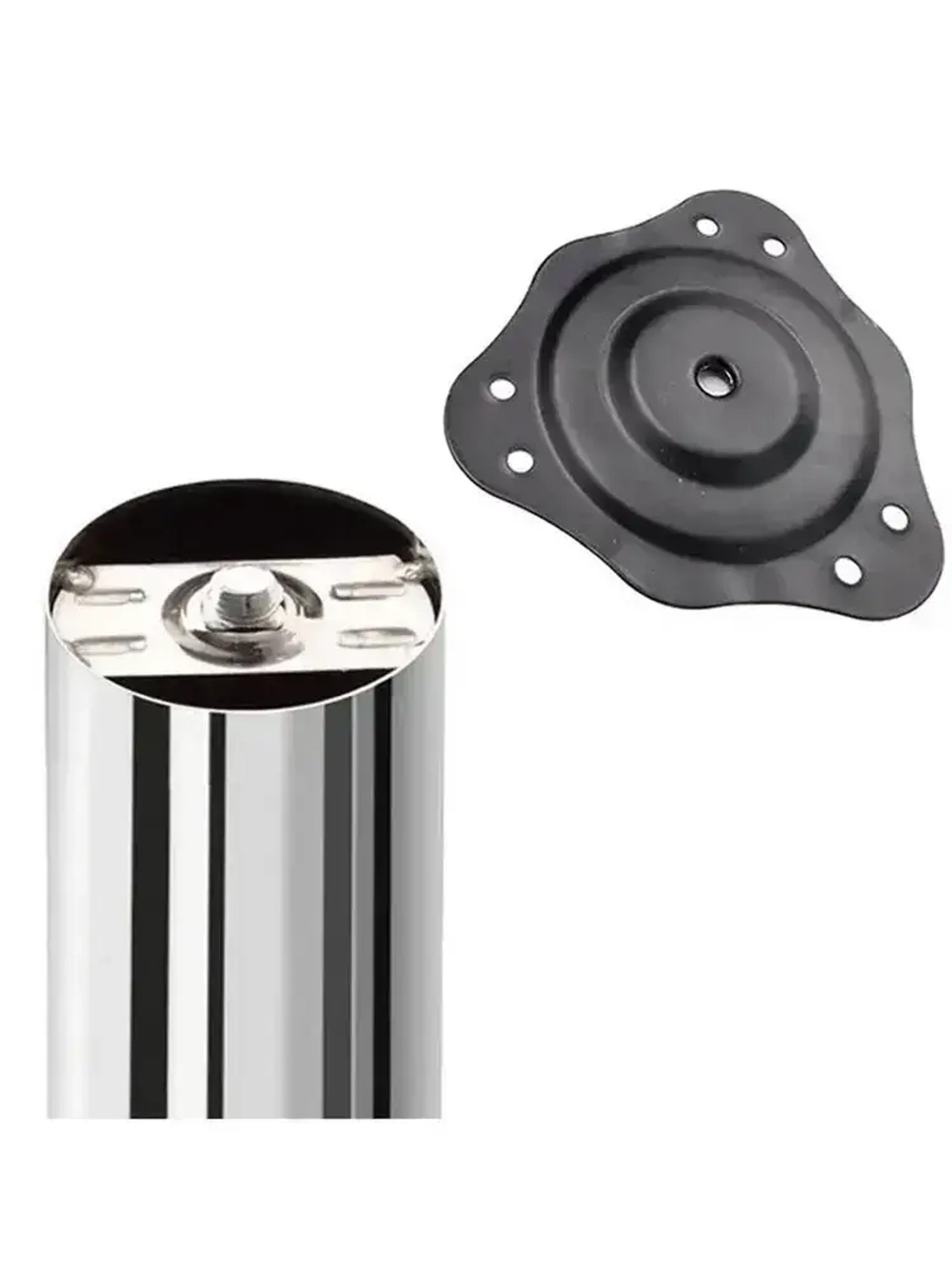 Ножки для стола комплект 4 штуки H 710 мм D 60 мм центральное крепление регулируемые хром / подстолье / опора мебельная металлическая для столешницы