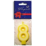 Свеча-цифра 8, двухцветная, МИКС, в пакете с картонным клипсатором ФЕЕРИКА