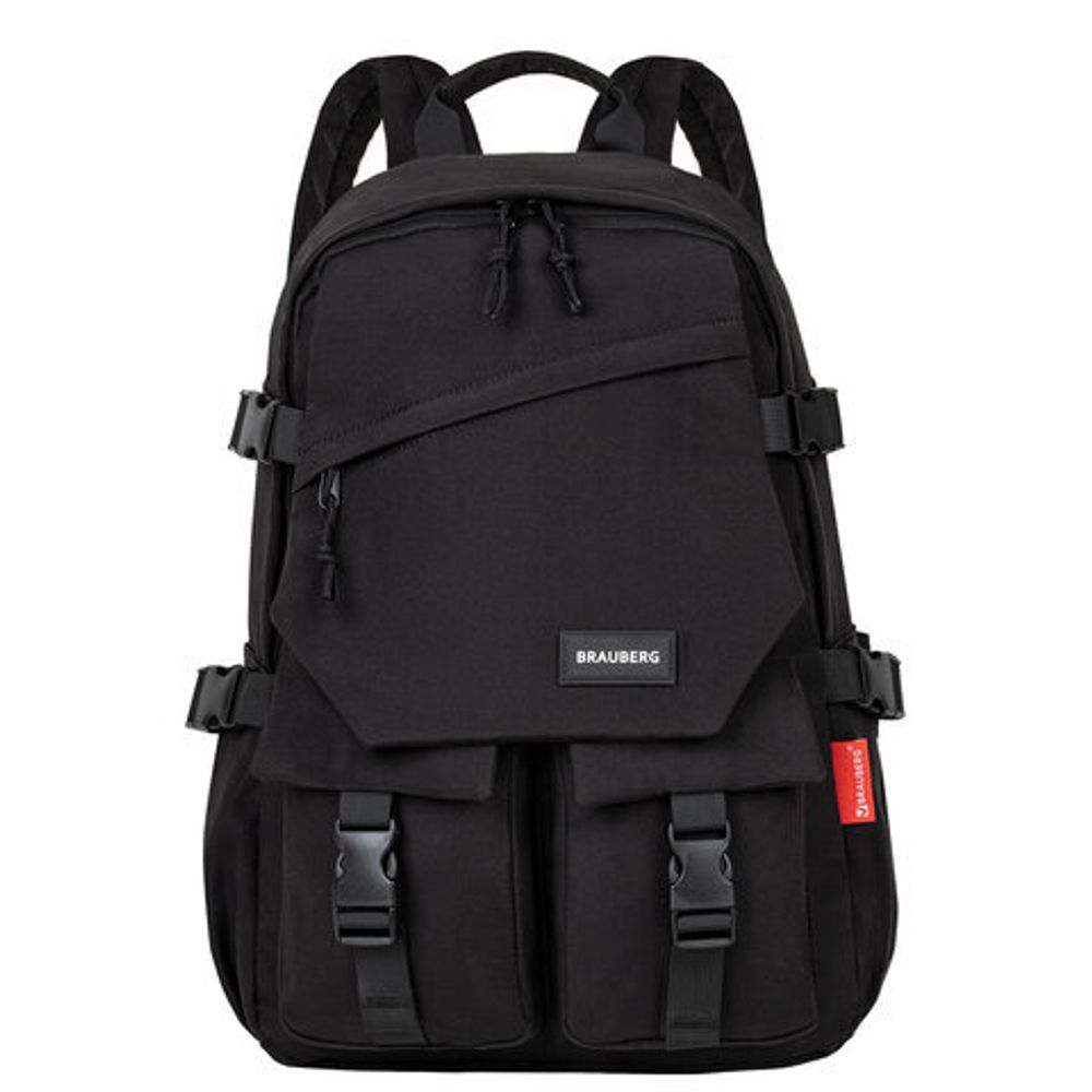 Рюкзак BRAUBERG FUSION универсальный, с отделением для ноутбука, карман-антивор, черный, 43х30х14 см, 271656