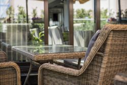 Латте, стол обеденный коричневый/соломенный/бежевый/графит, искусственный ротанг