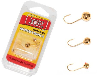 Мормышки вольфрамовые Lucky John 3шт набор 8 ШАР  граненная с отверстием и кембриком MIX 030/040/050/G блистер
