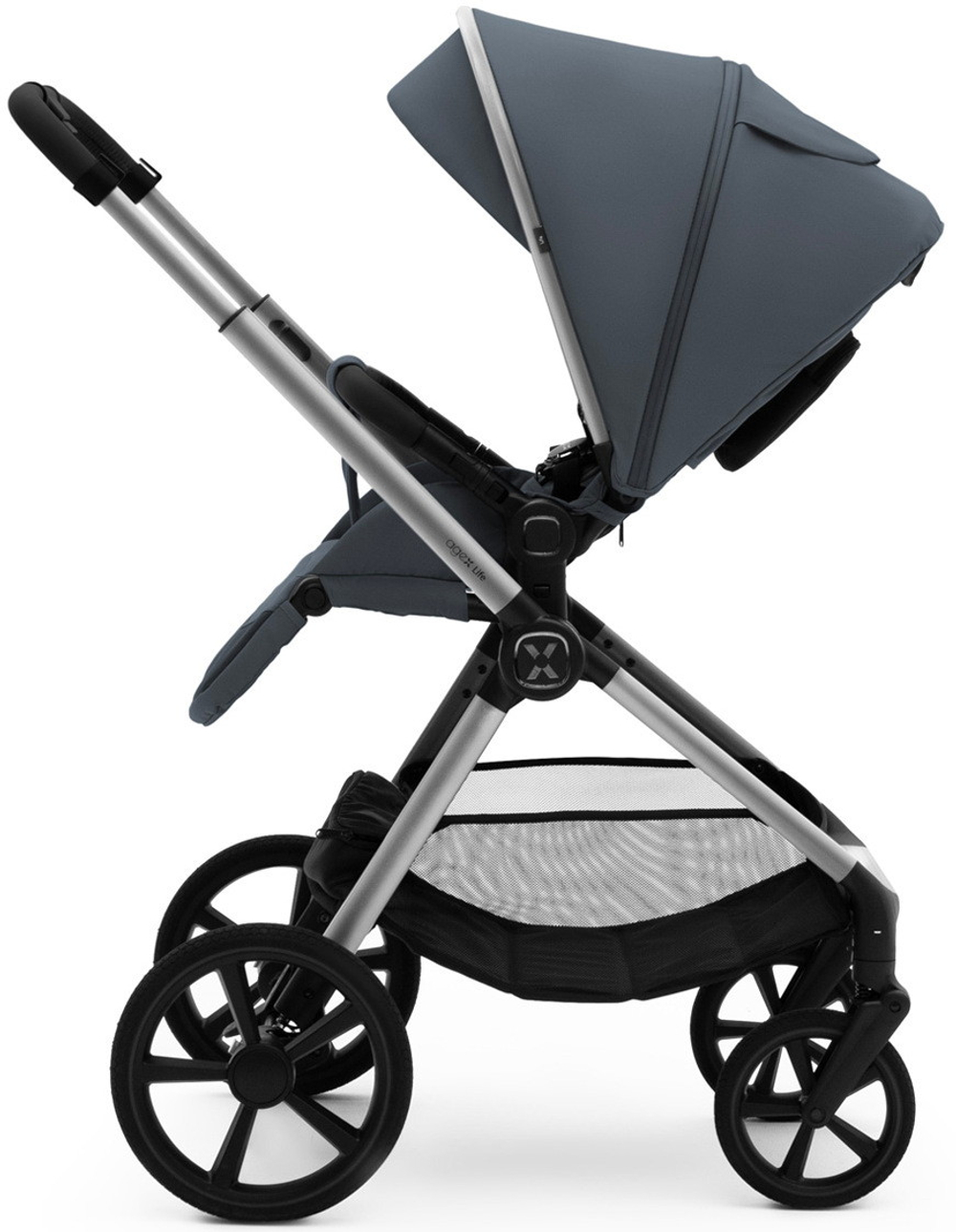 Коляска Agex Life 3 в 1 хромированная рама с автокреслом i-Safe Grey ALG590 Chrome Grey (Серый)