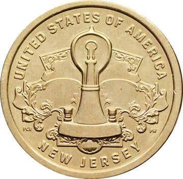 1 доллар 2019 D США «Американские инновации - Нью-Джерси. Лампа накаливания»