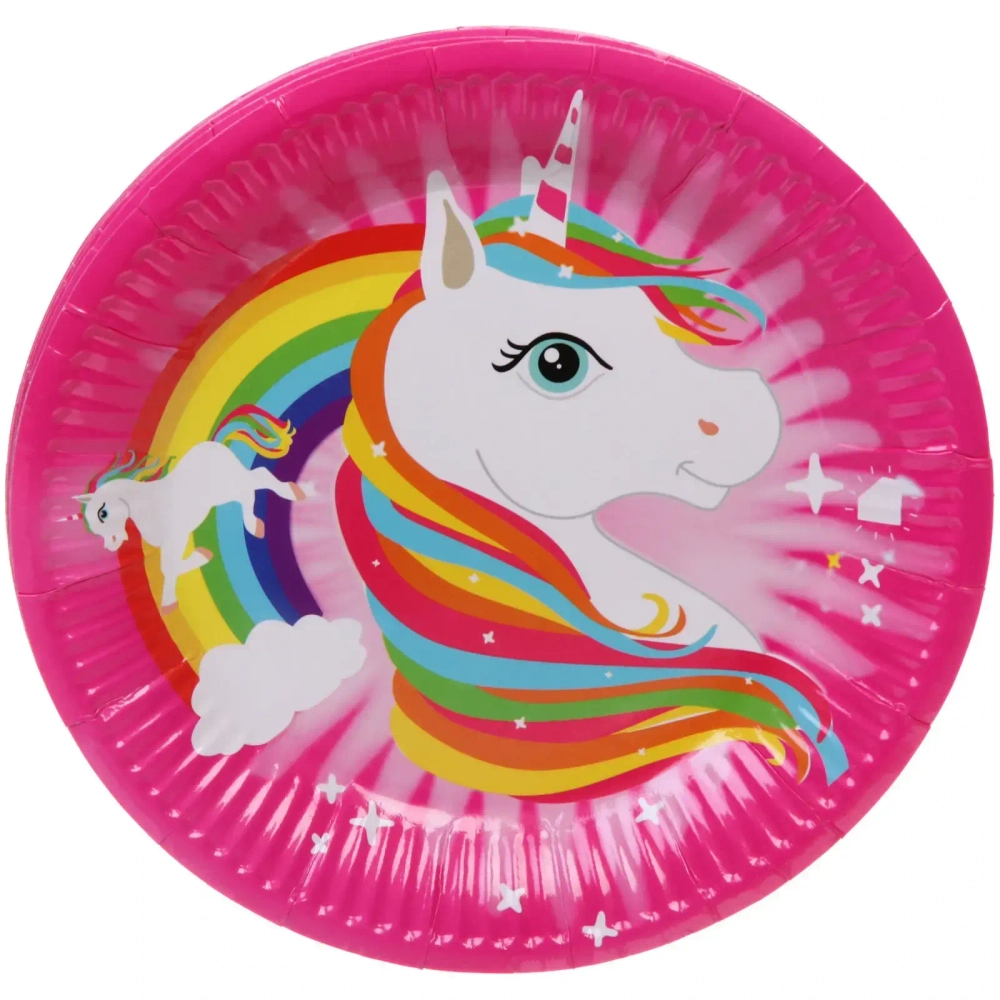 Тарелка бумажная 18 см в наборе 10 шт «Радужный Единорог»
