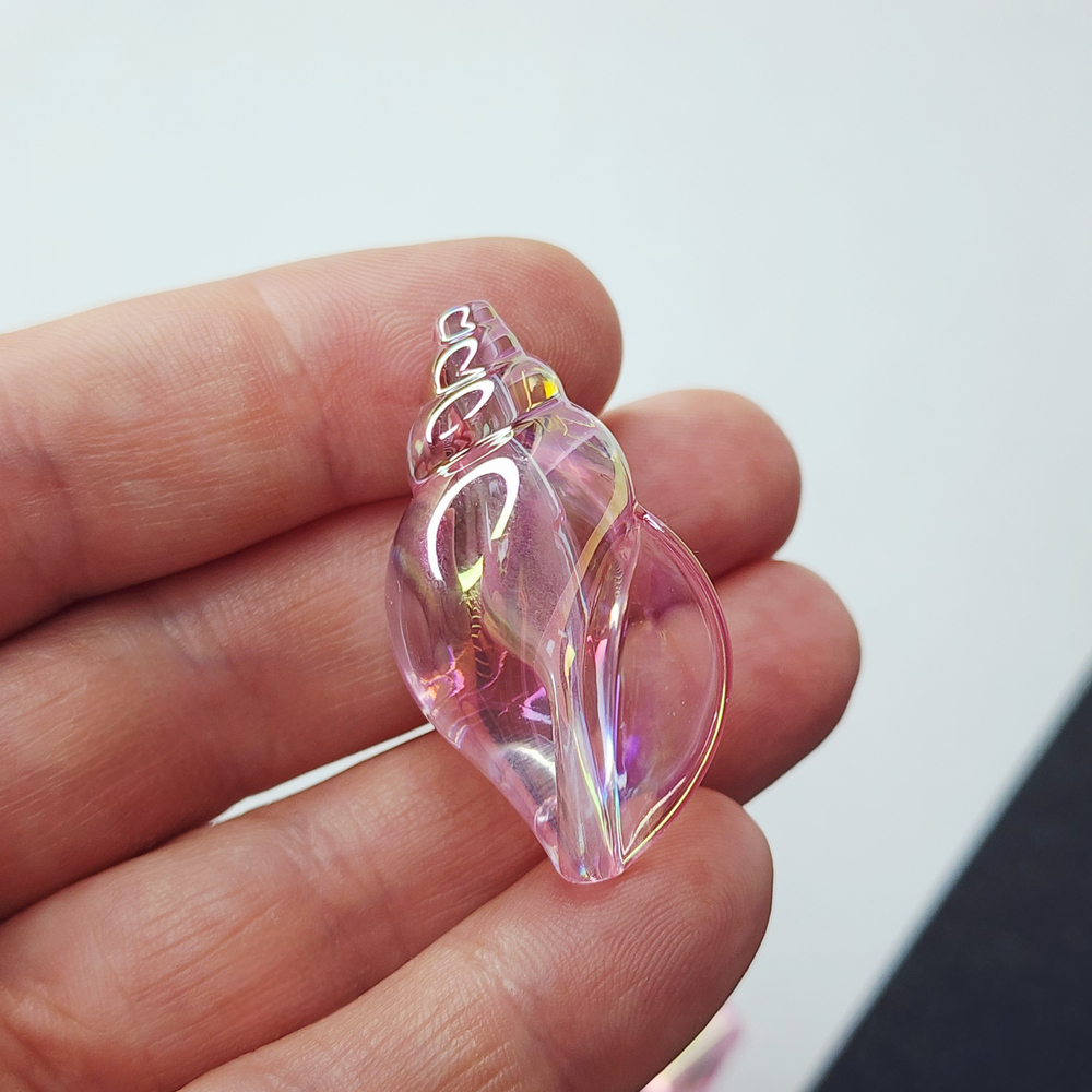 Бусина ракушка, акрил, нежно - розовый, морская раковина, р-р 38×21мм