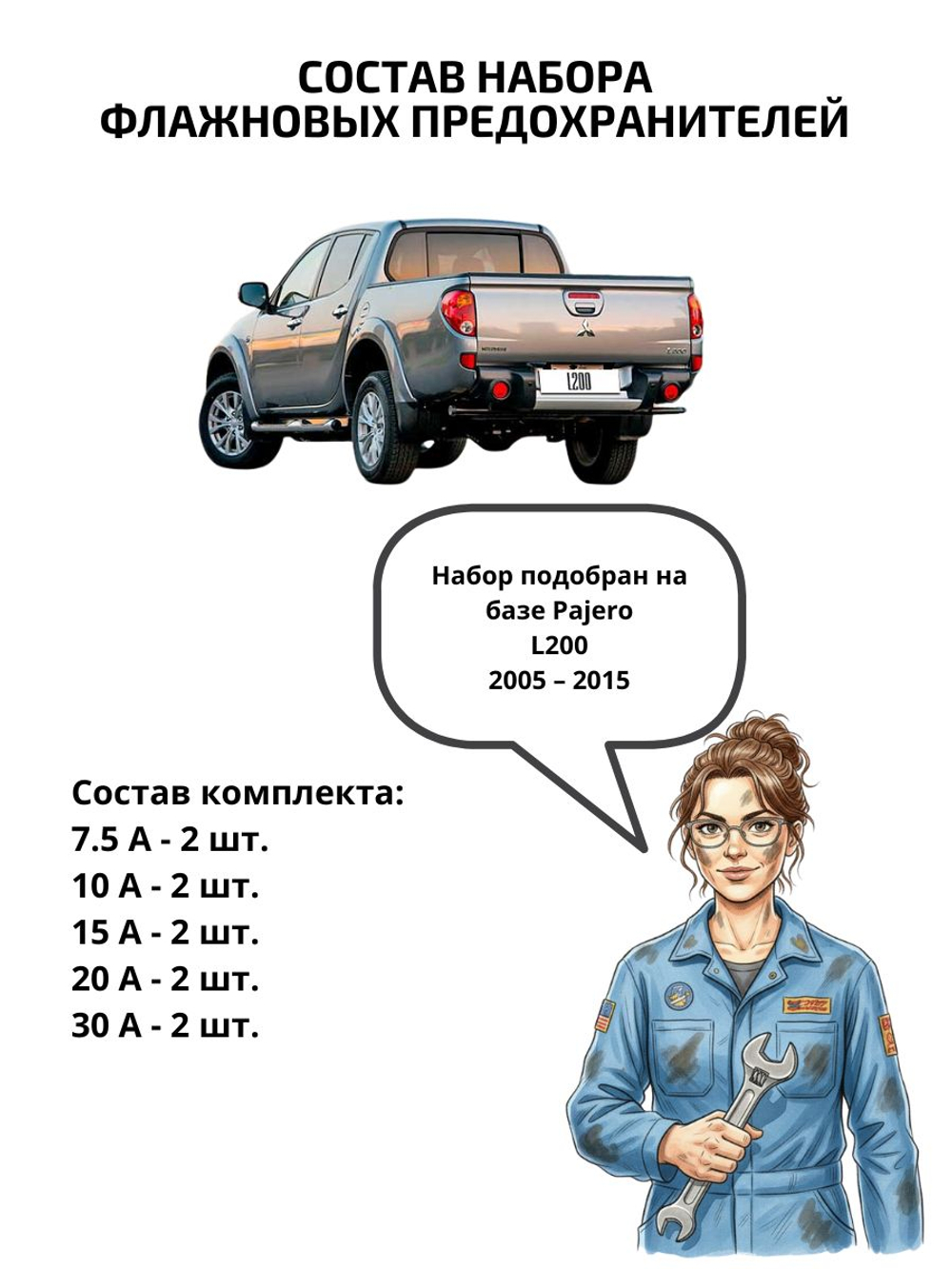 Набор предохранителей для MitsubishiPajero L200
