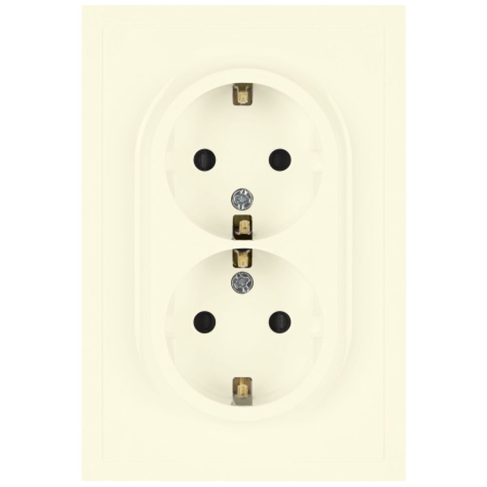 Розетка ЭРА Galaxy 15-2104-02 с заземлением двойная 2X2P+E Schuko 16А-250В IP20 слоновая кость | Эра Galaxy