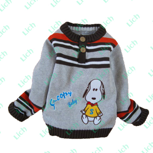 Джемпер детский с полосками и аппликацией собаки Snoopy