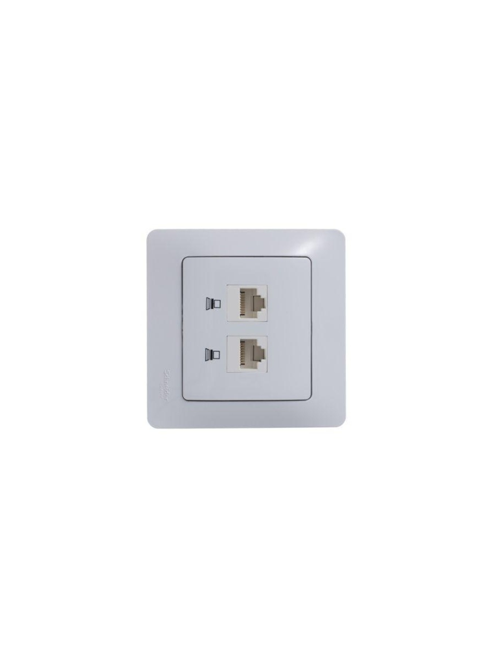 Розетка компьютерная 2-м Glossa RJ45 кат.5E механизм бел. SE GSL000185KK