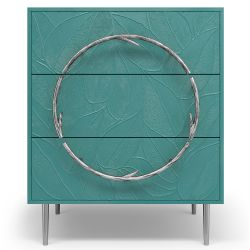 Комод Арт Колор leaves с 3-мя ящиками Стайл Сильвер Пастельно-синий