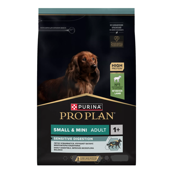 Сухой корм Pro Plan для взрослых собак мелких и карликовых пород с чувствительным пищеварением, с высоким содержанием ягненка