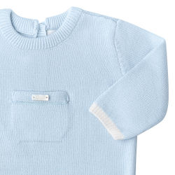 Нарядный комплект из комбинезона с кармашком, шапочки и пинеток (Светло-Голубой/Newborn)