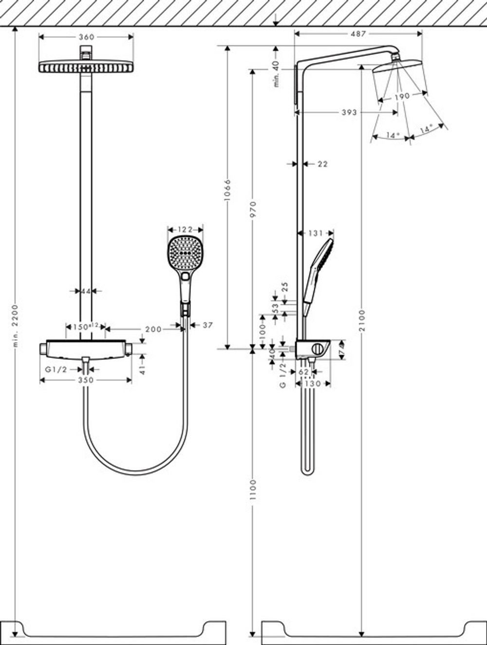 Душевая стойка Hansgrohe Raindance Select E 360 27112400 Showerpipe